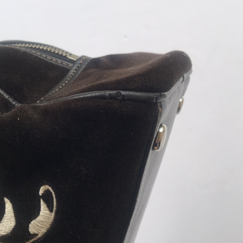 Rare Vintage Juicy Couture OG Bowler Bag Purse Velour Brown Charm Love P&G Y2k - Picture 12 of 17